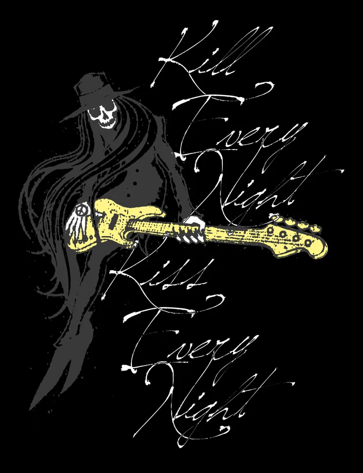 Kill Every Night Kiss Every Night, RockNRoll, merchandise design work, KenKen, 2010